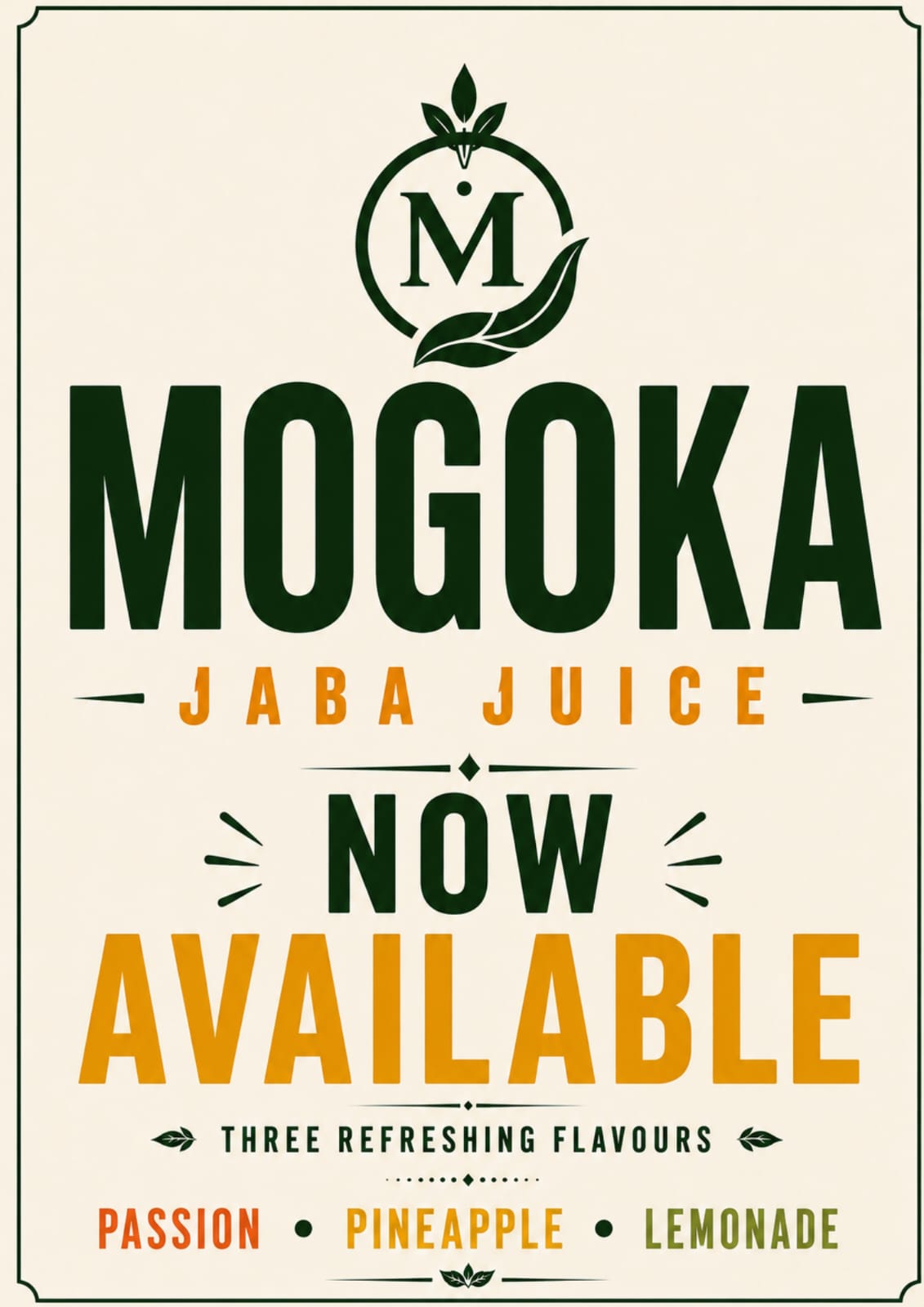 Mogoka Jaba Juice now available poster